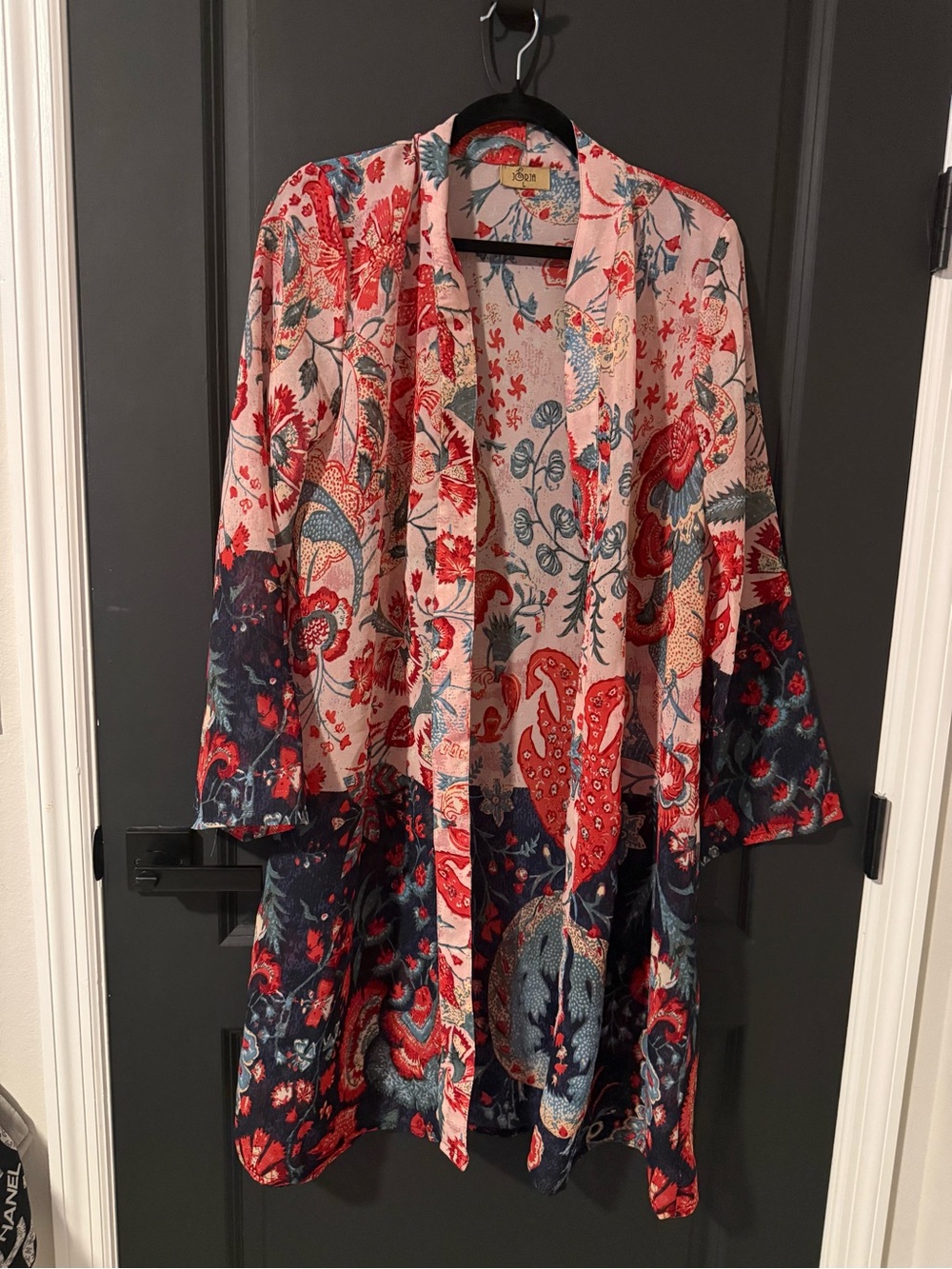 Unbranded Floral Kimono-Style Shirt - Red & Navy